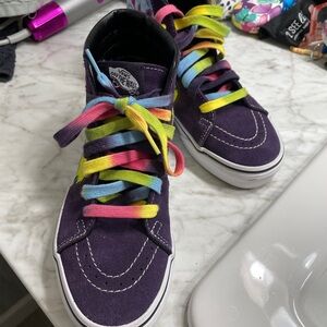 Vans Myserioso Old Skool Tie-Dye sk8-hi high tops Purple/Rainbow Laces M6 W7.5